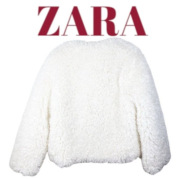 NWOT ZARA *BLOGGER FAVORITE* Faux Fur Fluffy White Snow Bunny Teddy Jacket Large - Picture 11 of 14